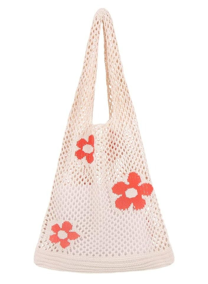 Oasisgalore Crochet Tote Bag Mesh Beach Bag Aesthetic Shoulder Bag Y2k Purse for Women Girls  - Image 1