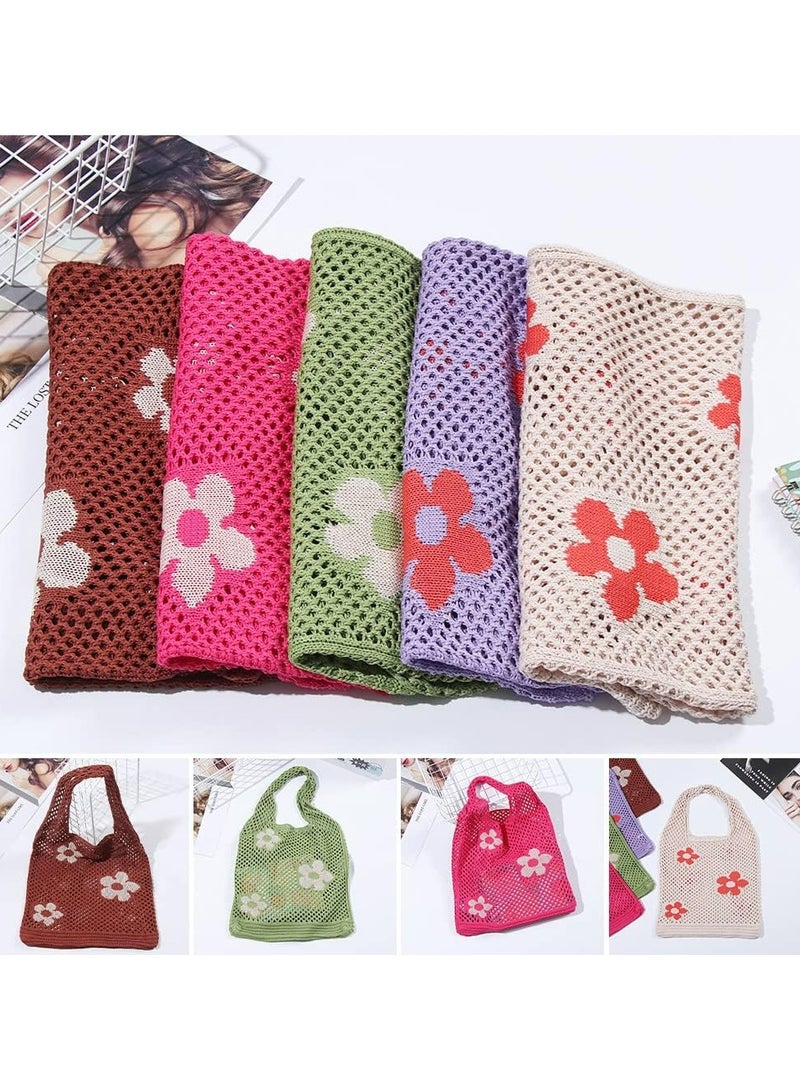 Oasisgalore Crochet Tote Bag Mesh Beach Bag Aesthetic Shoulder Bag Y2k Purse for Women Girls  - Image 4