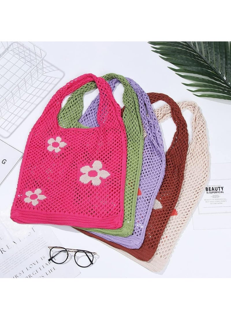 Oasisgalore Crochet Tote Bag Mesh Beach Bag Aesthetic Shoulder Bag Y2k Purse for Women Girls  - Image 5