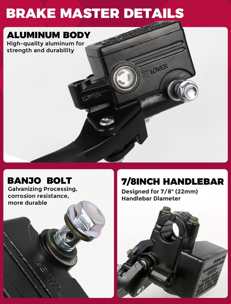 OLIFANT Brake Master Cylinder Handle for Honda TRX 250 300 350 400 450 Foreman 500 Rubicon FourTrax 300 Rancher 350 420 Recon 250 Rincon Sportrax 7/8 ATV Hydraulic Brake Lever - Image 5