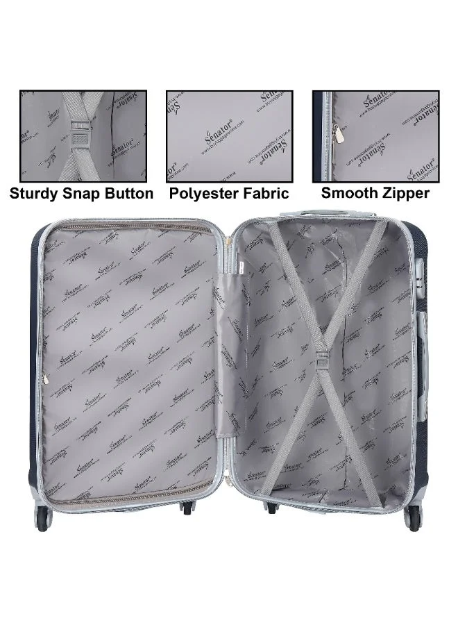 Senator 28 Hard Case Travel Bag Large Checked Luggage Trolley ABS Lightweight Suitcase with 4 Spinner Wheels KH132, Navy Blue  | Best Price UAE