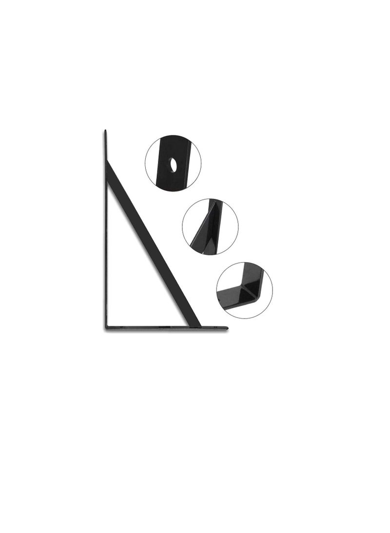 Robustline 4Pcs Black Triangle Shelf Brackets, Floating Shelves Brackets, 90 Degree Angle Wall Mounted Shelf Supporter Corner Bracket with Mounting Screws (11" x 16") - Image 2