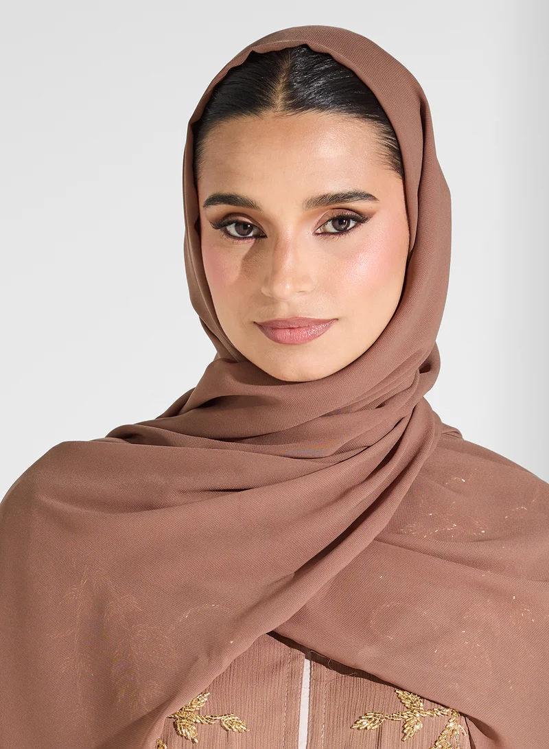hayas closet V-Neck Embroidered Flared Sleeve Abaya