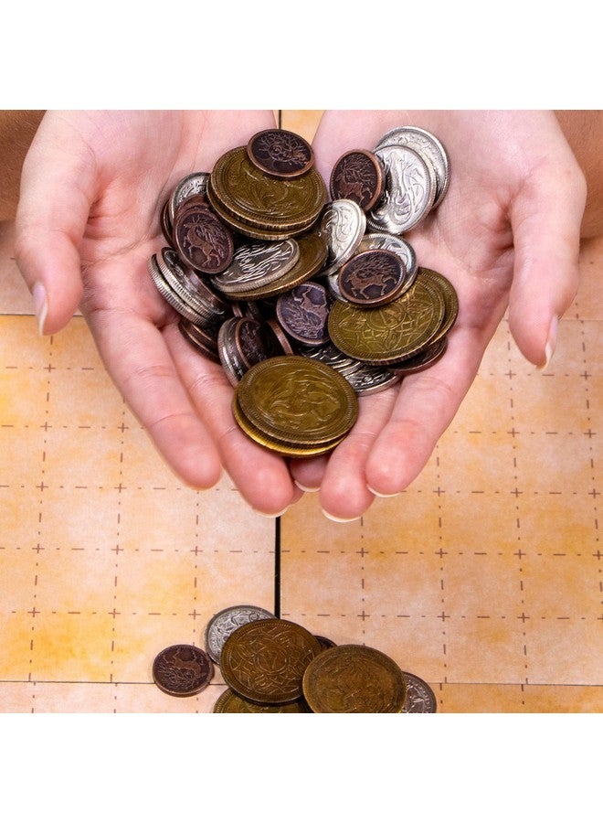 Stratagem The Dragon'S Hoard: 60 Real Metal Fantasy Coins With Leather Pouch | Board Game Accessory For Tabletop Rpg Role-Play Strategy Games | Bronze, Silver, And Gold Colored Coins - Image 3