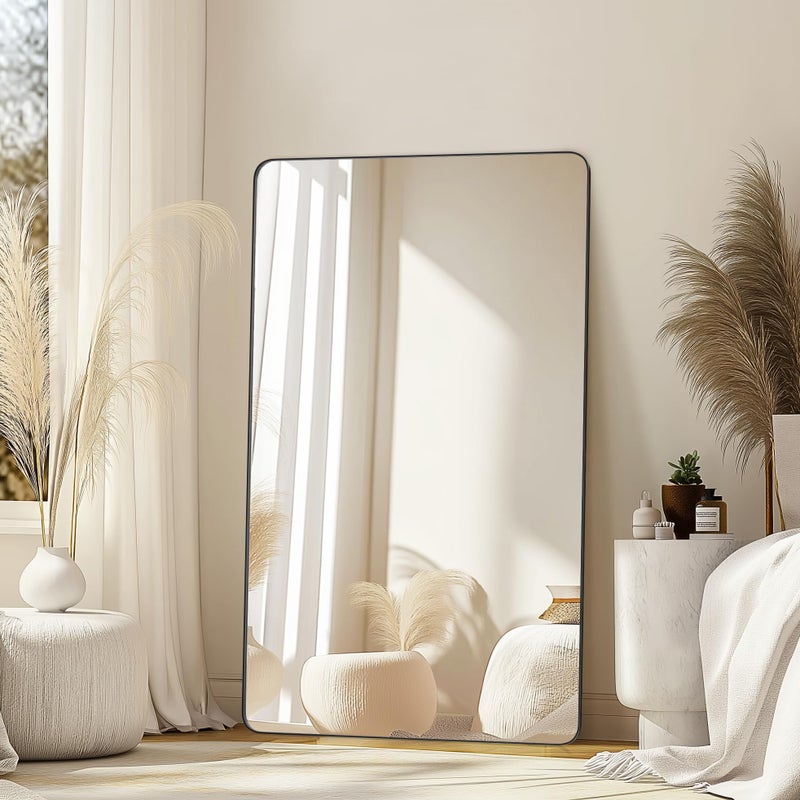 Delma Black Framed Bathroom Vanity Mirror for Over Sink, 50x30 Inch High-Definition Wall Mirror with Horizontal/Vertical Hanging, Durable Rust-Resistant Bathroom Mirror for Modern Decor (Black) - Image 3