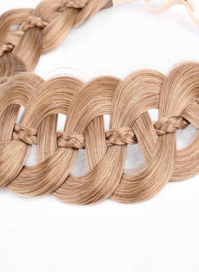 DIGUAN Hollow out wide braid with thin braid Synthetic Hair Braided Headband Hairpiece for Women (Dark Blonde, Wide) - Image 3