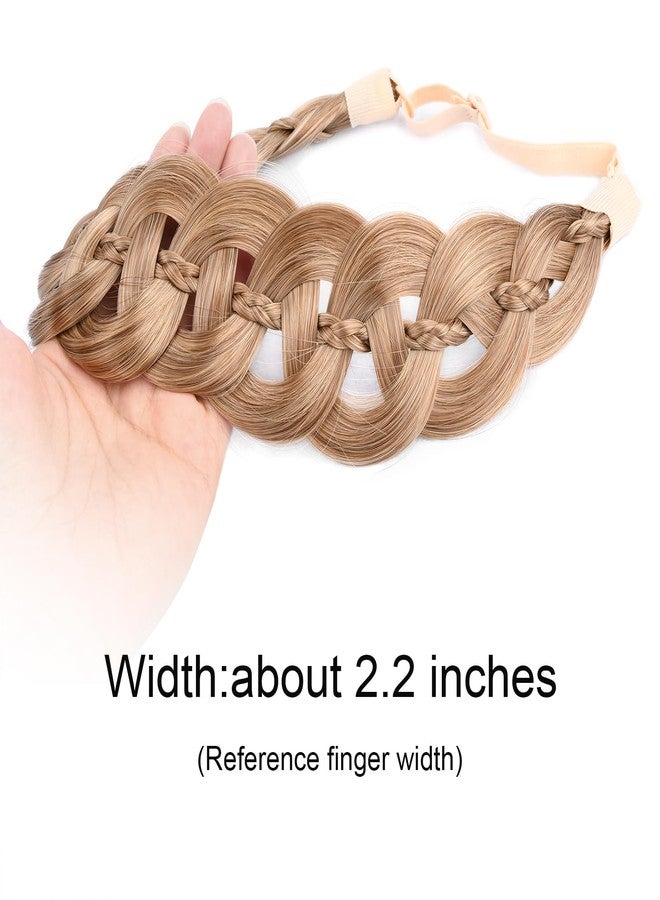 DIGUAN Hollow out wide braid with thin braid Synthetic Hair Braided Headband Hairpiece for Women (Dark Blonde, Wide) - Image 2