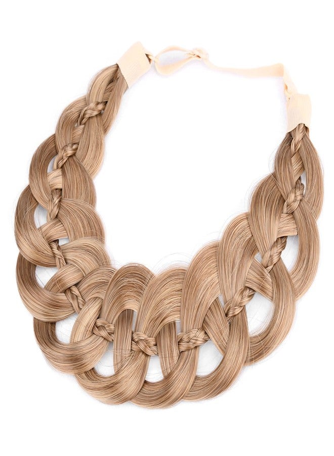 DIGUAN Hollow out wide braid with thin braid Synthetic Hair Braided Headband Hairpiece for Women (Dark Blonde, Wide) - Image 1