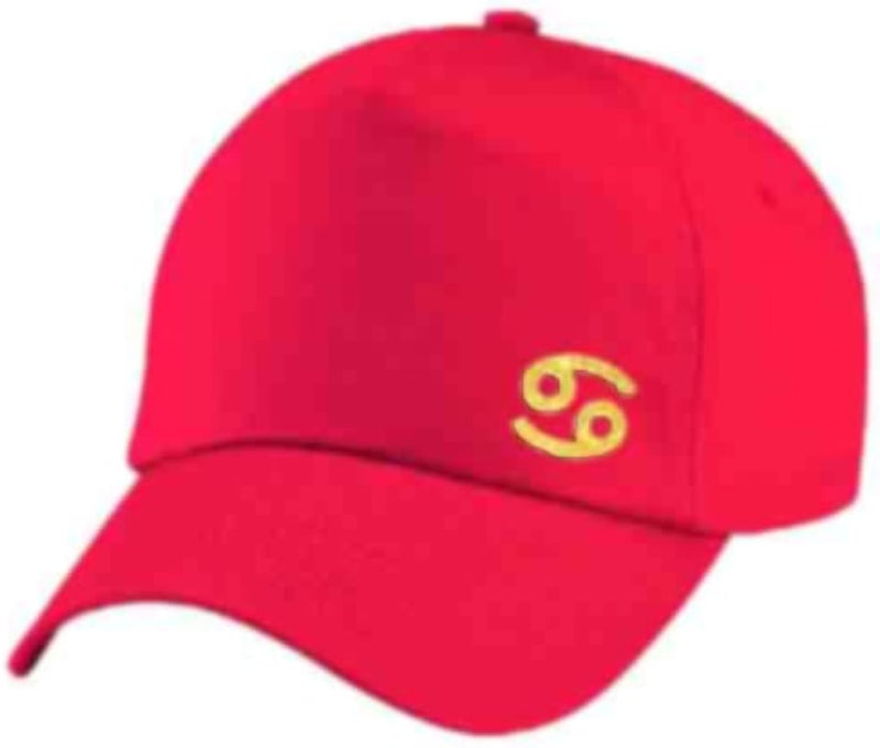Red Cap with Cancer zodiac Golden Color Logo
