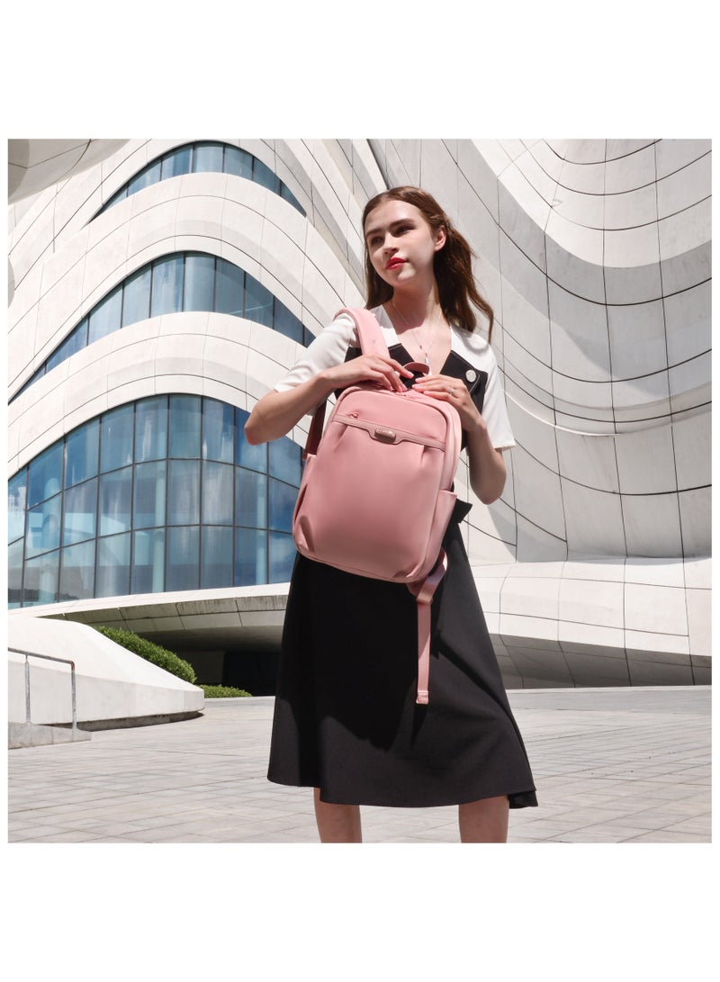 Chantria Premium Lightweight Laptop Backpack for Women Water Resistant Multifunctional Nylon Daypack for Casual Office School College Travel, CB00769-Pink - Image 4