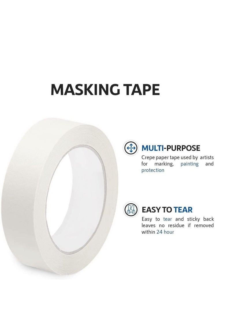 MARKQ شريط لاصق أبيض قوي مقاس 2.54 سم × 20 ياردة للطلاء والتزيين والمنزل والمكتب والقرطاسية المدرسية والفنون والحرف اليدوية وما إلى ذلك [6 لفات]  - Image 3