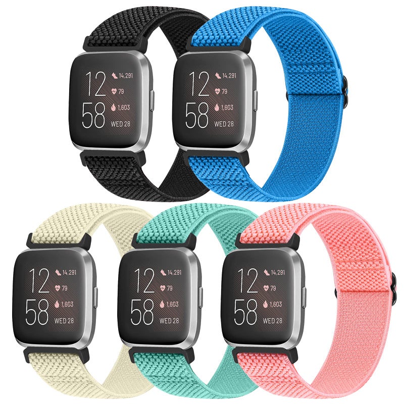 Vodtian Elastic Bands Compatible with Fitbit Versa/Versa 2/Versa Lite/Versa Special Edition Watch Band, Adjustable Nylon Braided bands Replacement Solo Loop Sport Straps Wristband for Women Men - Image 1