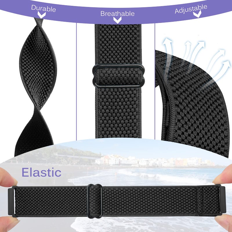 Vodtian Elastic Bands Compatible with Fitbit Versa/Versa 2/Versa Lite/Versa Special Edition Watch Band, Adjustable Nylon Braided bands Replacement Solo Loop Sport Straps Wristband for Women Men - Image 3