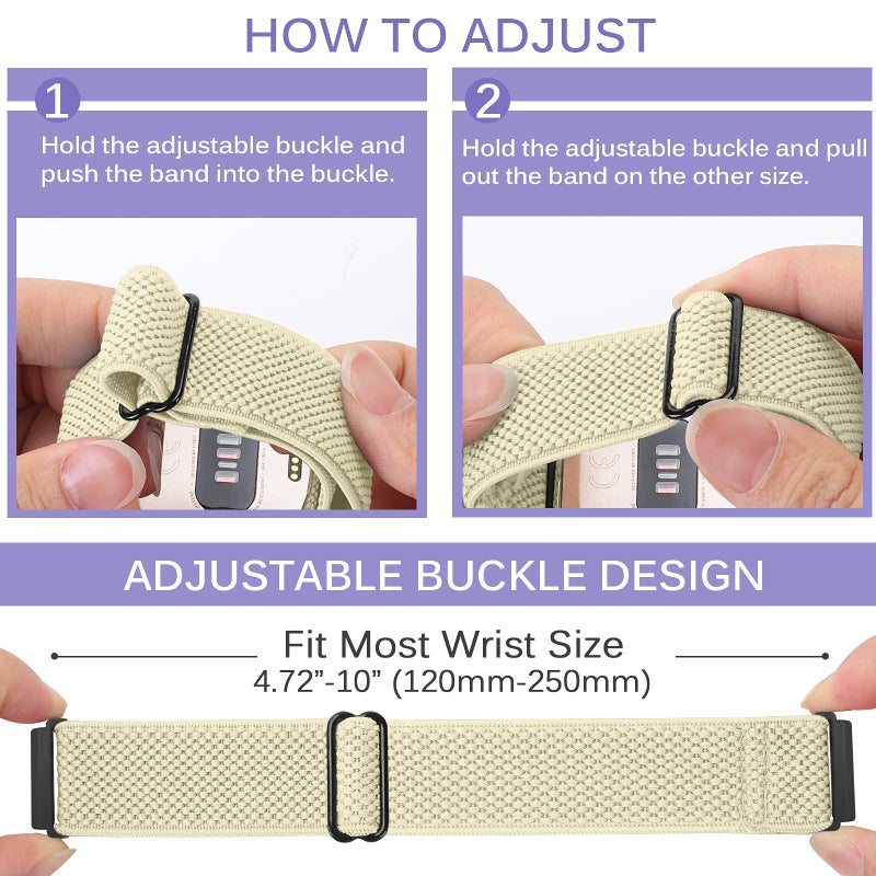Vodtian Elastic Bands Compatible with Fitbit Versa/Versa 2/Versa Lite/Versa Special Edition Watch Band, Adjustable Nylon Braided bands Replacement Solo Loop Sport Straps Wristband for Women Men - Image 4