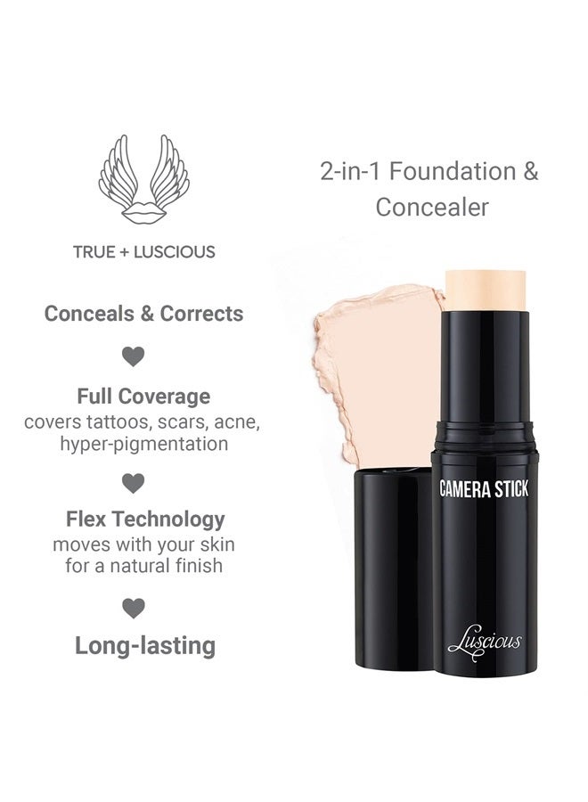 True + Luscious Camera Stick Foundation by True + Luscious - Full Coverage Cream Foundation - Non-Comedogenic & Hydrating Formula - Vegan, Paraben Free, & Cruelty Free - 0.49 oz (Shade 1: Light Beige) - Image 4