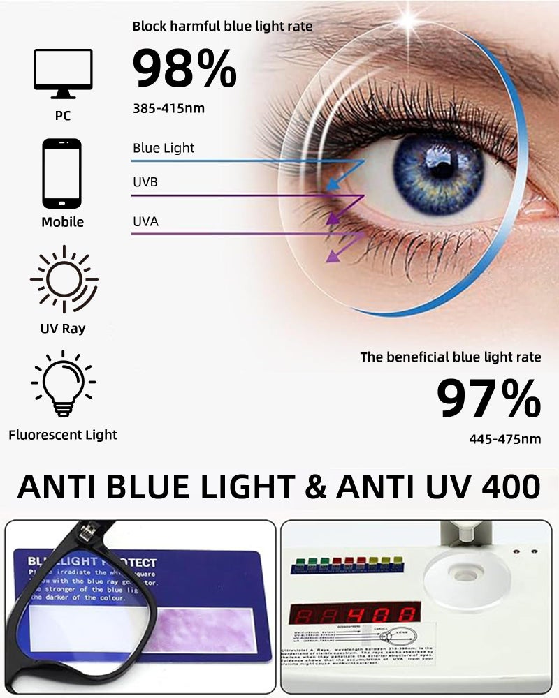 JM Oversized Reading Glasses for Women - Square Stylish Readers for Woman Men/W Blue Light Blocking Trendy Womens Computer Reader Eye Glass Fashion Bluelight Eyeglasses/W Large Frames Clear Lens(1.00) - Image 4