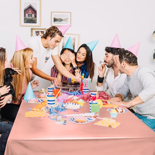 Just Shimmer 2 pcs Rose Gold Tablecloth Plastic -Stunning Metallic Matte Finish, 40" x 108" Bachelorette Table Cloth, Perfect for Wedding Birthday Party Anniversary Event Bridal Shower Decorations - Image 3