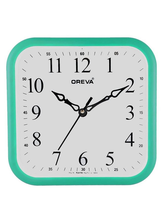 OREVA Plastic Square Shape Simple Small Wall Clock (19.8 x 4.1 x 19.8 cm, P Green, AQ-6677)