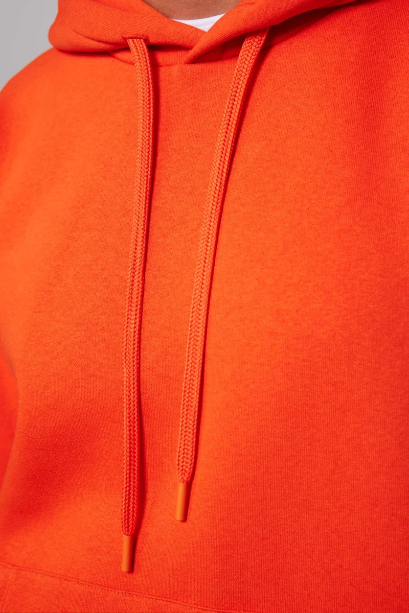 تودورس Unisex Oversize Wide Cut Cotton Soft Textured Polar Fleece Basic Orange Hooded Sweatshirt