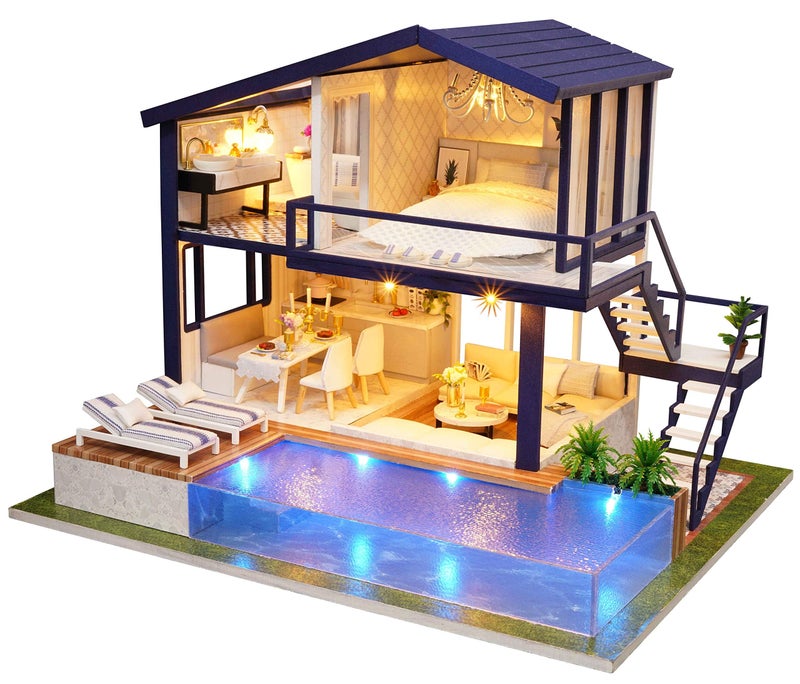 Flever Dollhouse Miniature DIY House Kit Manual Creative with Furniture for Romantic Artwork Gift Perfect Time Apartment - Image 2