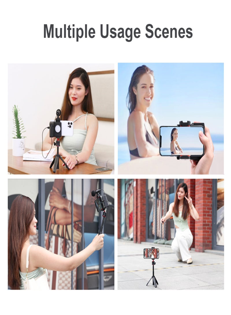 UURIG UURIG PH-10 Wireless Handle Grip Phone Holder Stabilizer for Smartphone Vlog Selfie with Remote Control Cold Shoe Mount 1/4 Inch Screw Hole Built-in LED Fill Light Battery Replacement for iPhone  - Image 5