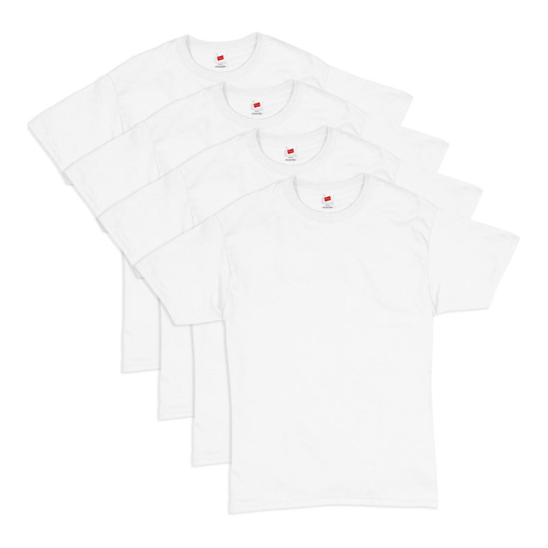 Hanes Mens Essentials Pack, Crewneck Cotton T-shirts For Men, 4 Or 6 Available Fashion-t-shirts, White - 4 Pack, Large US - Image 1