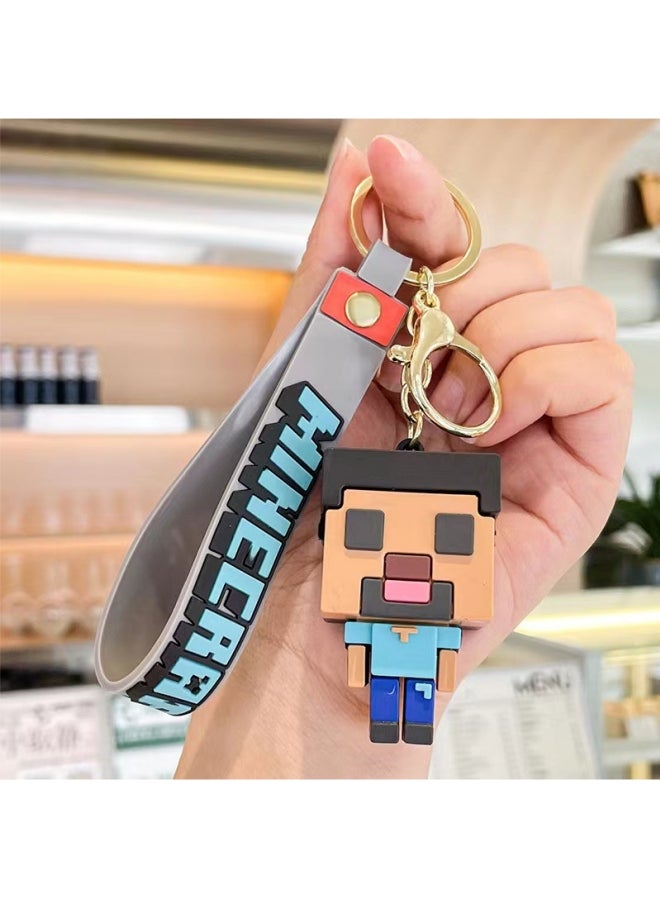 ماين كرافت كارتون ماينكرافت سلسلة مفاتيح بلاستيكية ناعمة قلادة سلسلة مفاتيح سيارة قلادة دمية كارتون دمية - Image 1