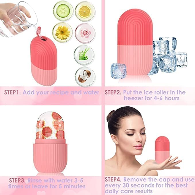 DAIDSUKE Pack Of 2 Ice Roller Face Eye and Dark Circle Remover For Girl Boy Glowing Skin Facial Massage Roller Care Silicone Ice Stick Face Ice Mould Unbreakable Reusable Tool Multi color - Image 4