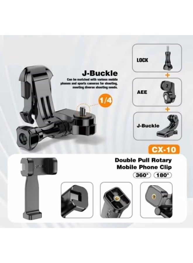 حزام تثبيت كاميرا الحركة CX-10 على الصدر لكاميرات GoPro والهواتف - أسود - Image 5