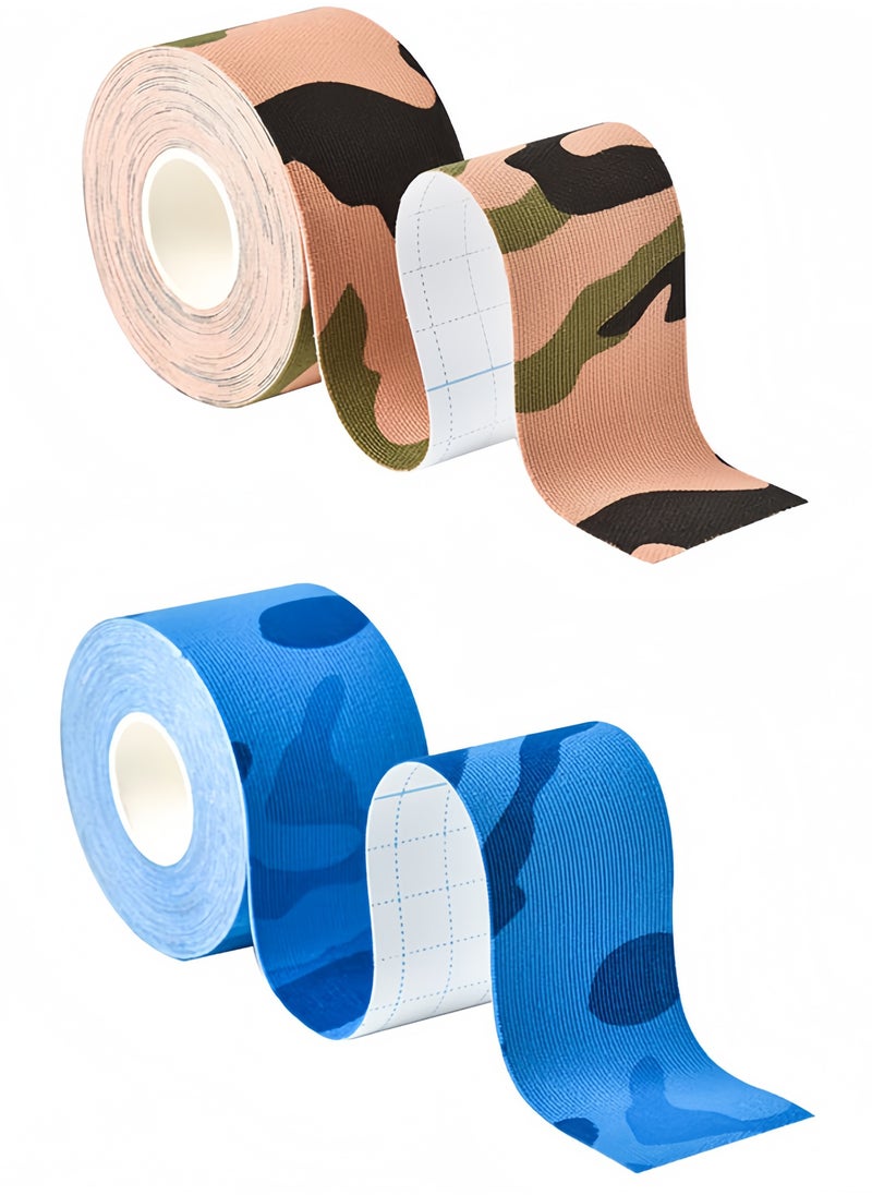 Beauenty 2 Pack Kinesiology Tape, Camouflage Sports Tape Athletic Recovery Pain Relieve Strong Adhesion Waterproof Sports Theraeputic Tape for Muscle Pain Relief and Joint Support 【1.97” x 19.7”】  - Image 1