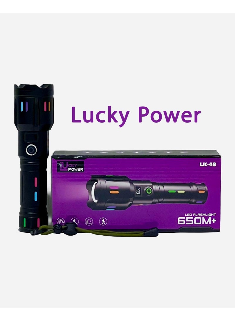   لكي بور مصباح LED  يدوي قابل لإعادة الشحن بقوة 300 وات مع بطارية قابلة لإعادة الشحن ومدى إضاءة يصل إلى 650 متر - Image 1