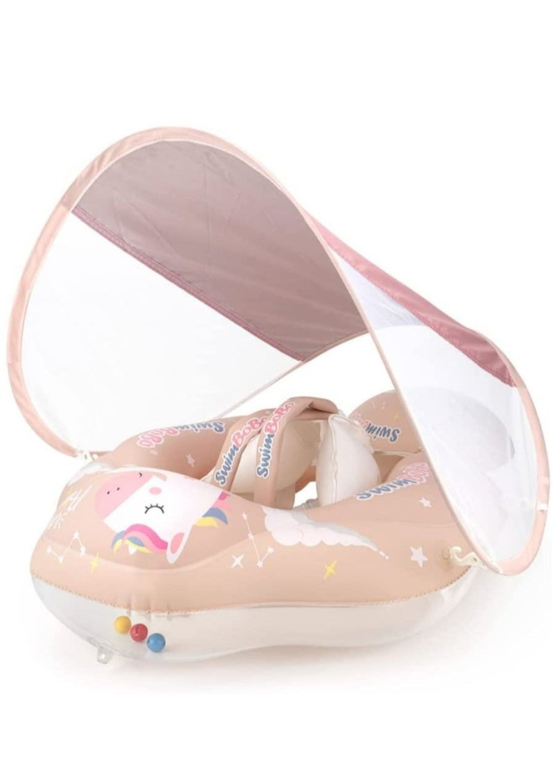 GT-Wheel Baby Swimming Floater Inflatable Baby Pool Float Ring with Sun Protection Canopy and Safety Tail - Image 2