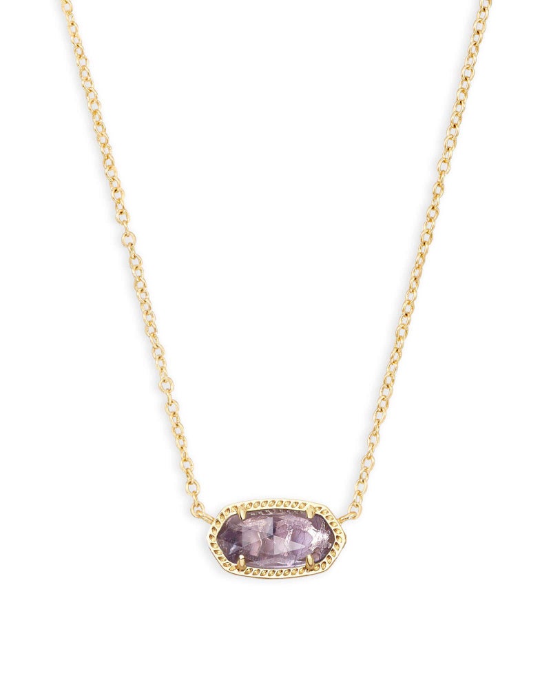 Kendra Scott Elisa Short Pendant Necklace for Women, Dainty Fashion Jewelry, 14k Gold-Plated, Amethyst - Image 1