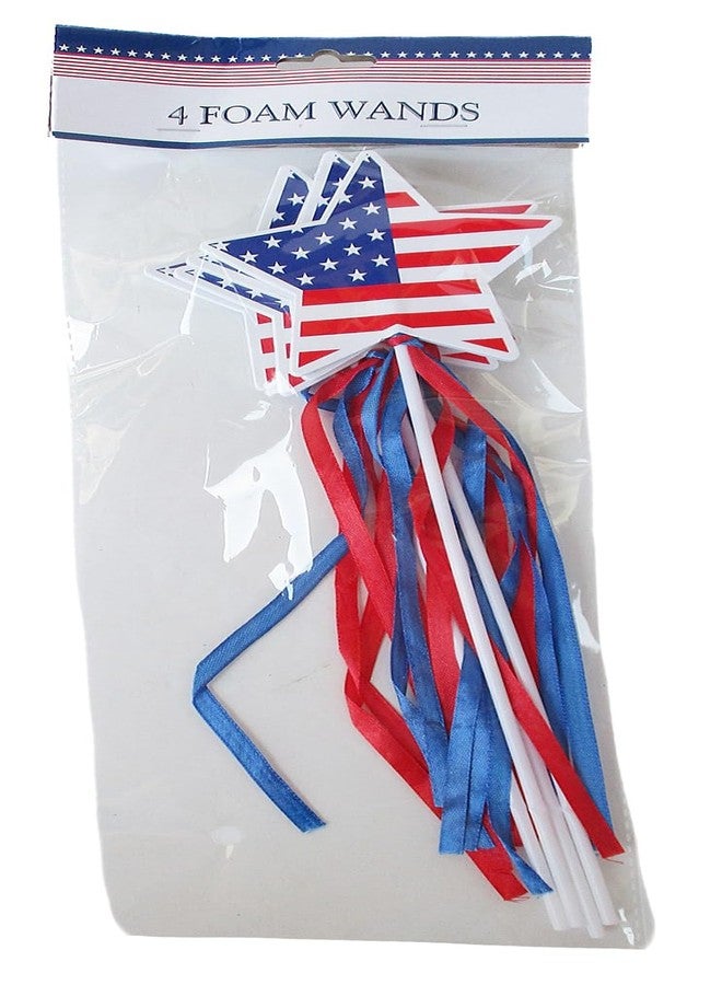 Show-Offs Patriotic Star Wands with Streamers for 4th of July Parties - 4 Count - Image 1
