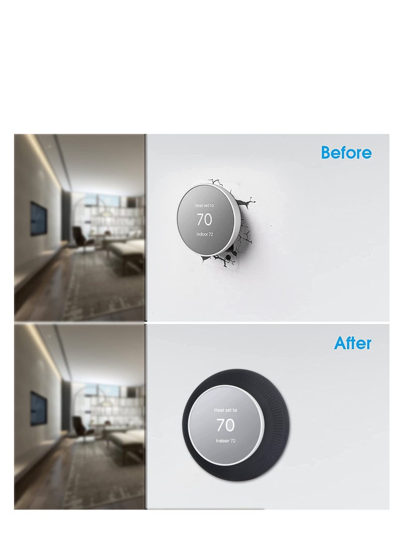 SYOSI Wall Plate Cover Compatible with Google Nest Thermostat, Silicone Fingerprint Resistant Bracket Mount Trim Kit for Nest Thermostat, Complementary Design Easy Installation Backplate for Home Black - Image 3