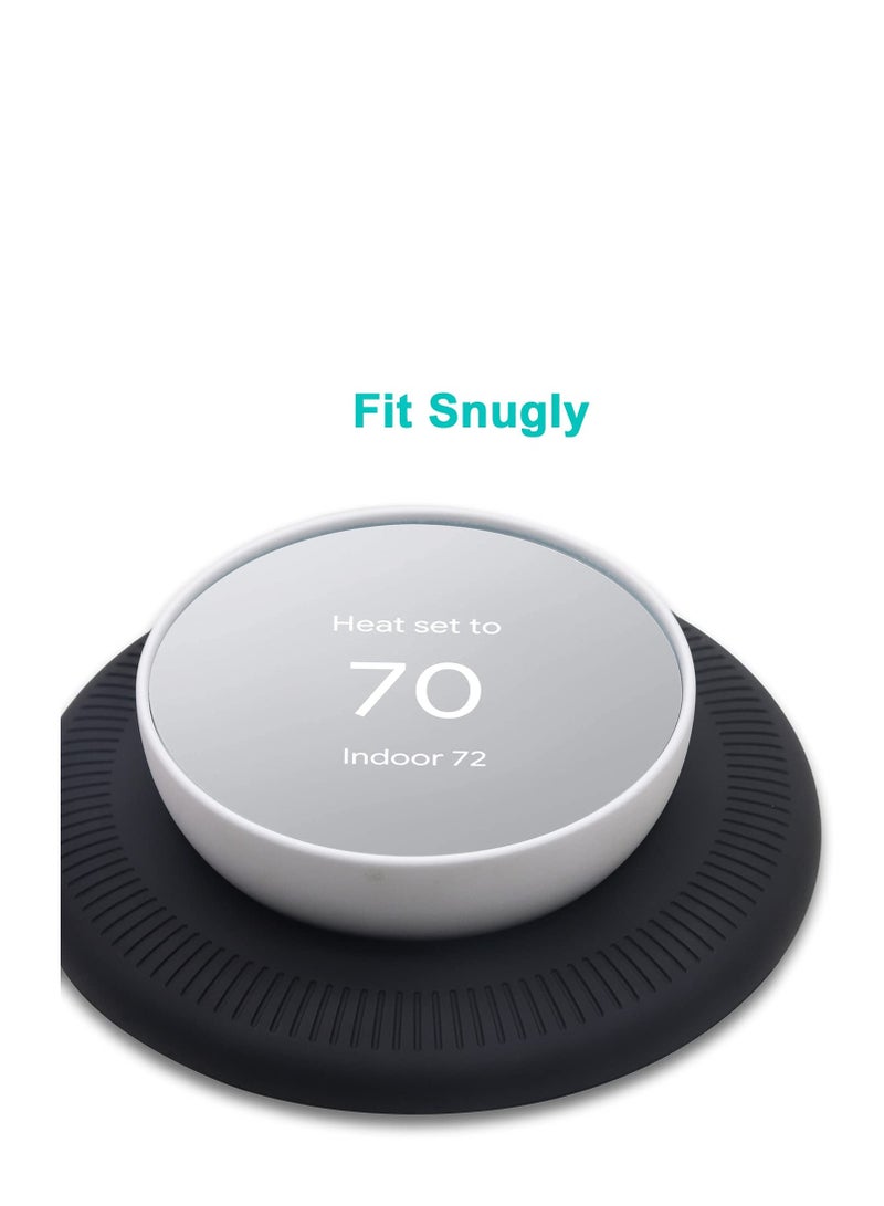 SYOSI Wall Plate Cover Compatible with Google Nest Thermostat, Silicone Fingerprint Resistant Bracket Mount Trim Kit for Nest Thermostat, Complementary Design Easy Installation Backplate for Home Black - Image 2