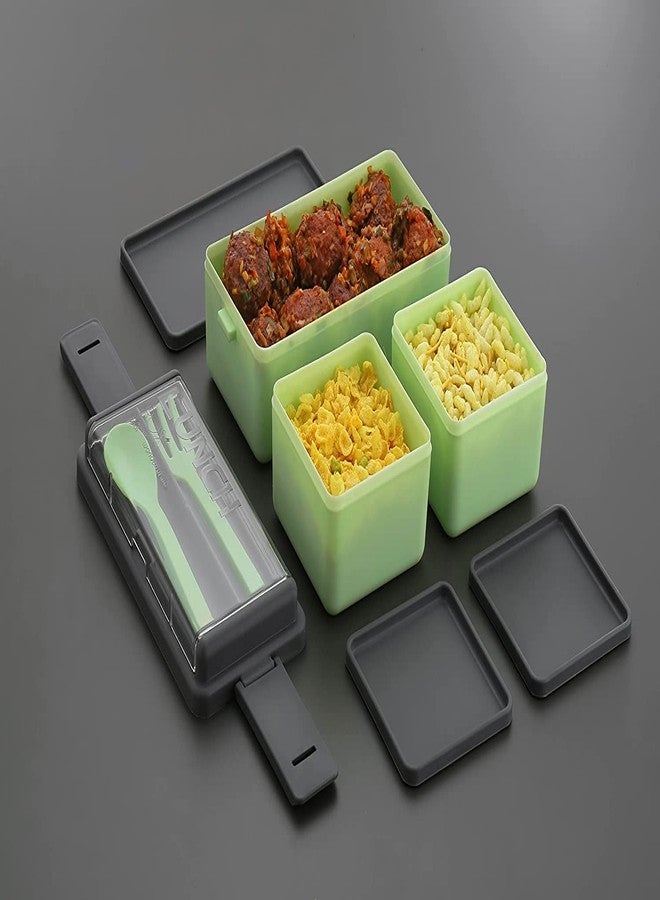 Sixfire Plastic Lunch Boxes 3 Compartment Lunch Box Pack Of 1 For Office Men And Lunch Box For Kids Lunch Boxes Freezer Safe Food Containers With Spoon For Adults And Kids Random Colour - Image 2