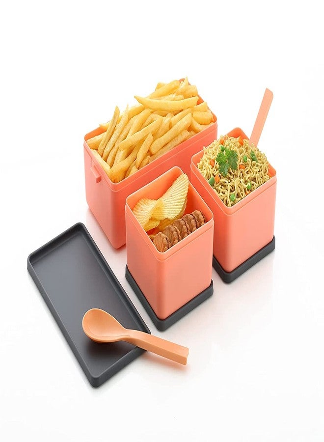 Sixfire Plastic Lunch Boxes 3 Compartment Lunch Box Pack Of 1 For Office Men And Lunch Box For Kids Lunch Boxes Freezer Safe Food Containers With Spoon For Adults And Kids Random Colour - Image 4