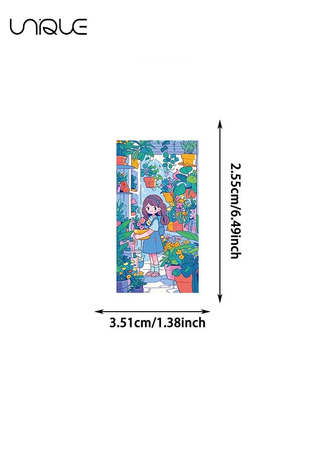 يونيك 50 قطع فتاة صغيرة وقطة في ملصقات سلسلة بائع الزهور ، ملصقات الفينيل للماء لزجاجات المياه الهاتف المحمول الكمبيوتر الغيتار ، هدايا للشباب والفتيات والمشجعين - Image 2