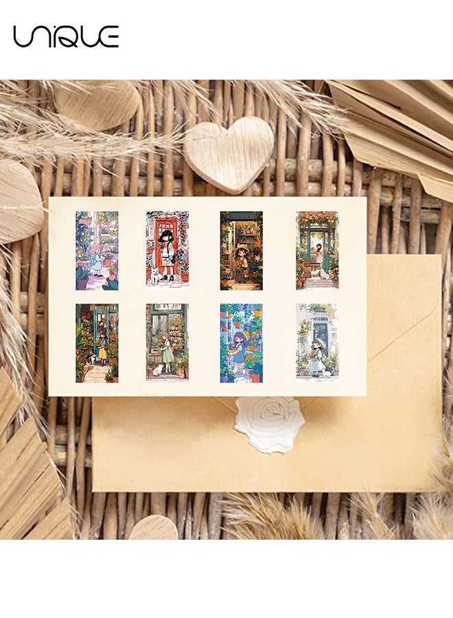 يونيك 50 قطع فتاة صغيرة وقطة في ملصقات سلسلة بائع الزهور ، ملصقات الفينيل للماء لزجاجات المياه الهاتف المحمول الكمبيوتر الغيتار ، هدايا للشباب والفتيات والمشجعين - Image 5