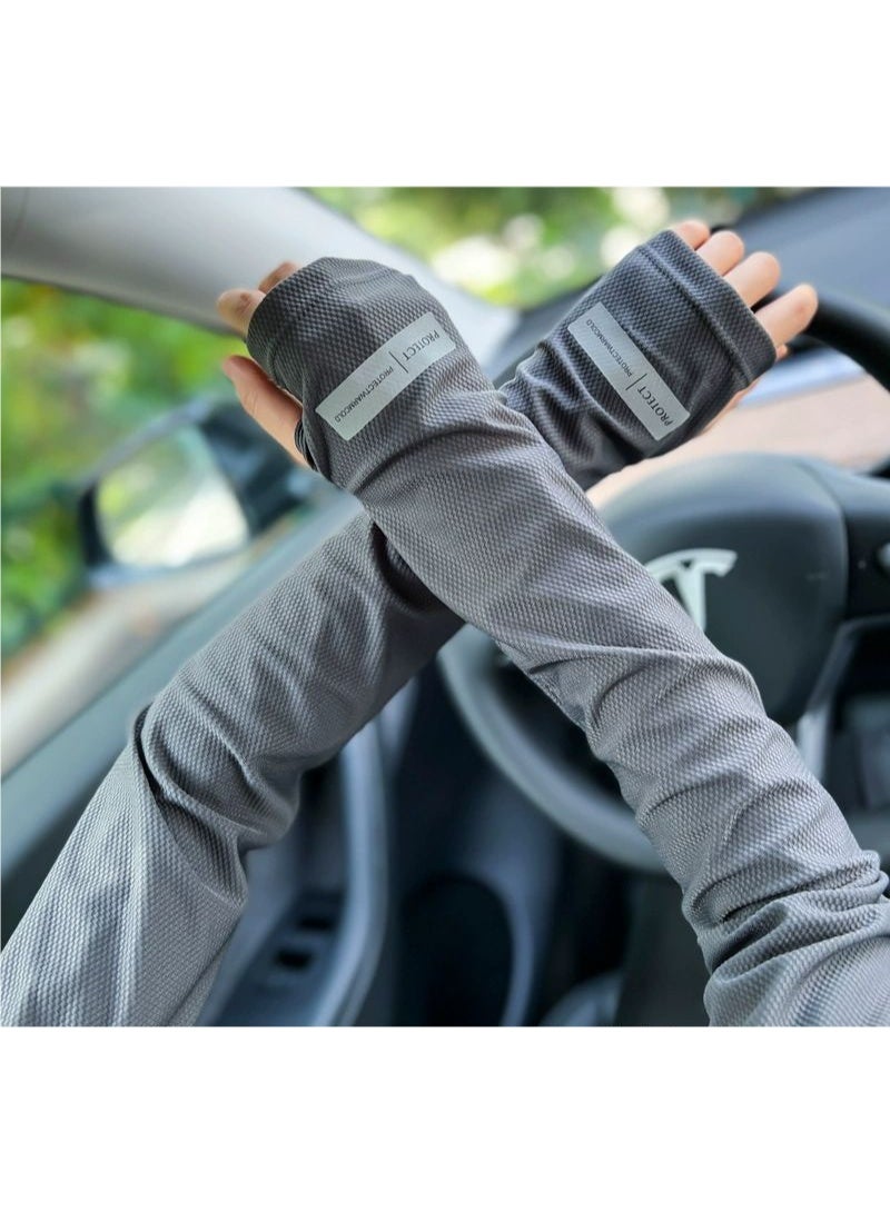 Goolsky 1Pair New Cooling Arm Sleeves Gloves for Women & Men - High Elastic Long Sports Sleeves for Summer, Cycling, Fishing, Outdoor - Compression Sleeves with Gloves - Ice Cold Sun Pratection Sleeves  - Image 1