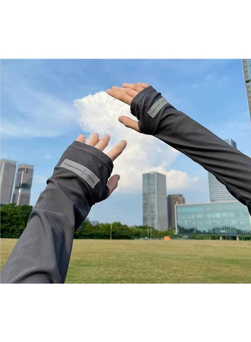 Goolsky 1Pair New Cooling Arm Sleeves Gloves for Women & Men - High Elastic Long Sports Sleeves for Summer, Cycling, Fishing, Outdoor - Compression Sleeves with Gloves - Ice Cold Sun Pratection Sleeves  - Image 4
