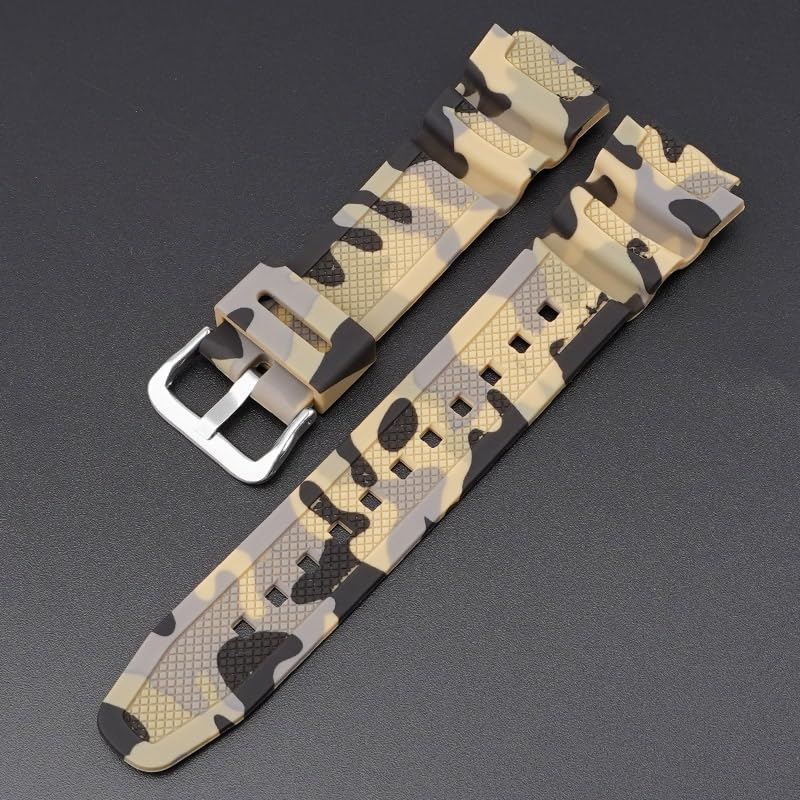 OliBoPo Waterproof Natural Resin Replacement Watch Band for Casio AQ- S800W SGW-300H MRW-200H AE-1200 W-800H W-735H (Camouflage Beige) - Image 2