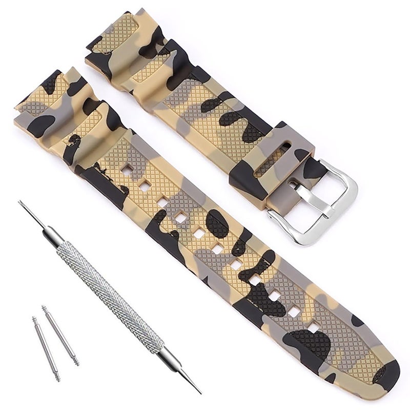 OliBoPo Waterproof Natural Resin Replacement Watch Band for Casio AQ- S800W SGW-300H MRW-200H AE-1200 W-800H W-735H (Camouflage Beige) - Image 5