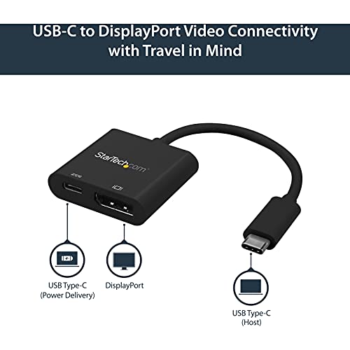 StarTech.com USB C to DisplayPort Adapter with Power Delivery - 4K 60Hz HBR2 - USB Type-C to DP 1.2 Monitor Video Converter w/ Charging - 60W PD Pass-Through - Thunderbolt 3 Compatible (CDP2DPUCP) - Image 2