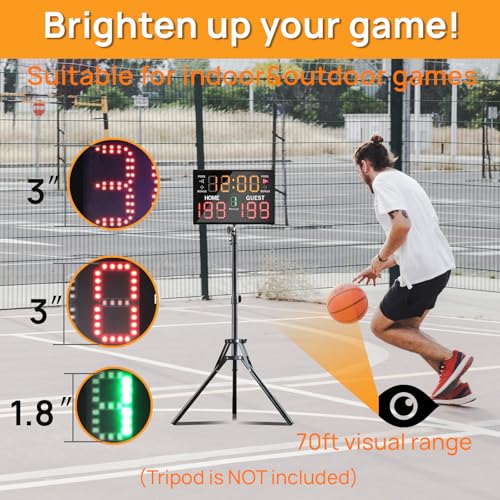 YZ UltraBright LED Scoreboard Digital Scoreboard with Remote Portable Electronic Score Keeper Basketball Score Board Battery Powered Outdoor Scoreboard for Indoor Outdoor Sports - Image 3