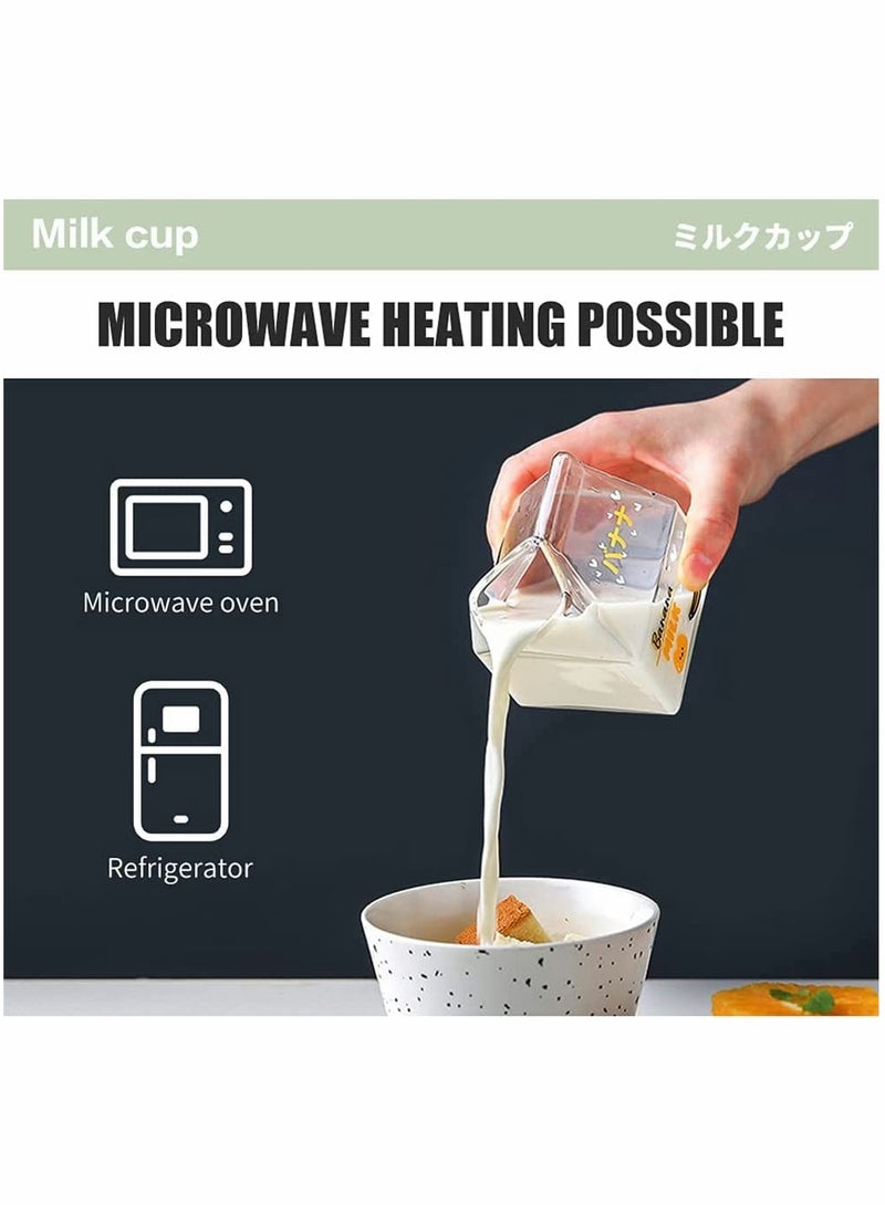 Clear Glass Milk Carton Cup Microwavable lovely Milk Cups Mini Creamer Container Strawberry Square Breakfast Mug Premium Creamer Pitcher with Gift Box - Image 3