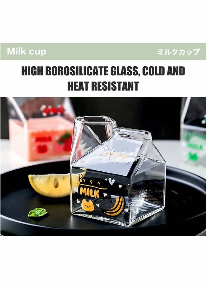 Clear Glass Milk Carton Cup Microwavable lovely Milk Cups Mini Creamer Container Strawberry Square Breakfast Mug Premium Creamer Pitcher with Gift Box - Image 5
