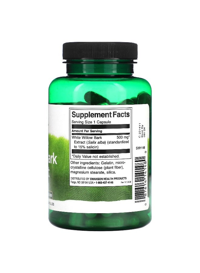 Swanson, White Willow Bark Extract, 500 mg, 120 Capsules - Image 2