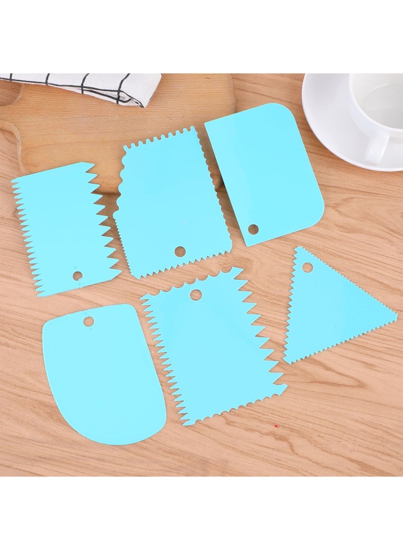 YOONISPRO 6 Piece Cake Scraper Edge Decorating Cutters Set Blue 12cm - Image 2